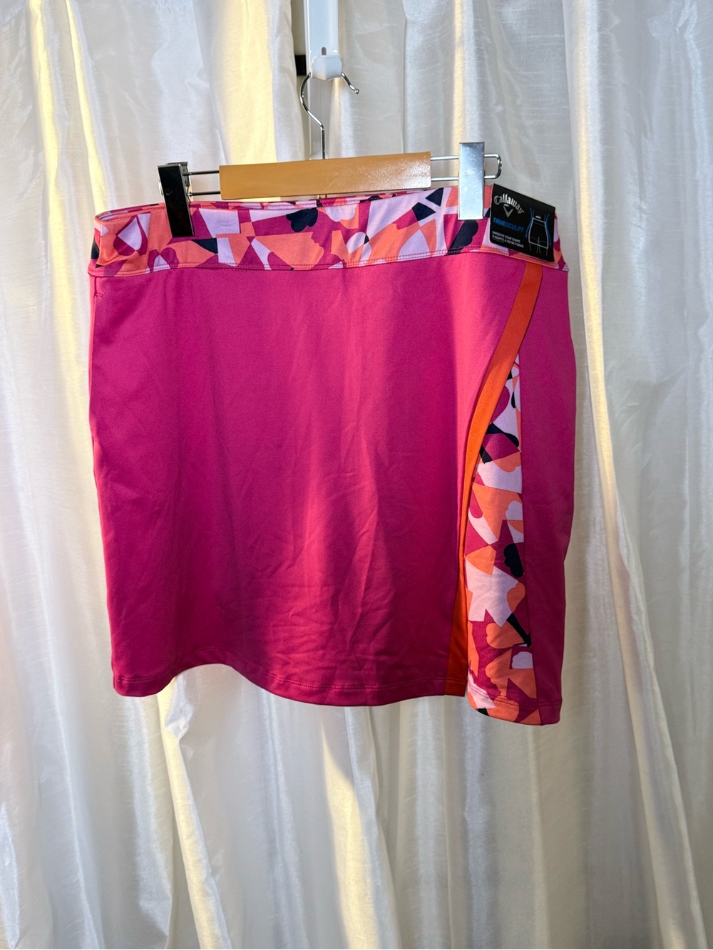 Callaway Pink Mini Skort with Printed Waistband and Side Panel